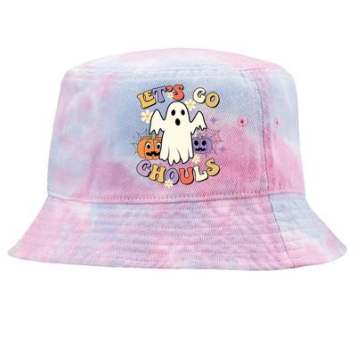 Lets Go Ghouls Halloween Groovy Style Ghost Pumpkin Gift Tie-Dyed Bucket Hat