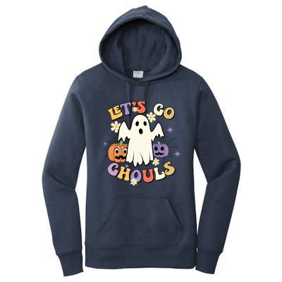 Lets Go Ghouls Halloween Groovy Style Ghost Pumpkin Gift Women's Pullover Hoodie