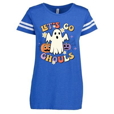 Lets Go Ghouls Halloween Groovy Style Ghost Pumpkin Gift Enza Ladies Jersey Football T-Shirt