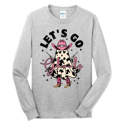 Lets Go Ghouls Halloween Spooky Cow Retro Ghost Gift Tall Long Sleeve T-Shirt