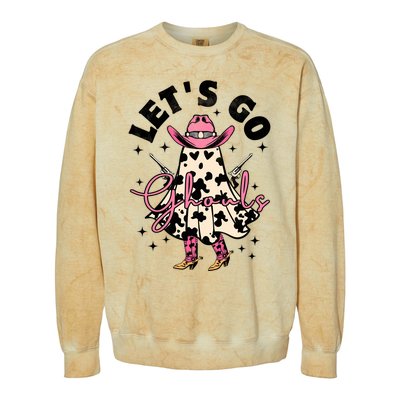 Lets Go Ghouls Halloween Spooky Cow Retro Ghost Gift Colorblast Crewneck Sweatshirt