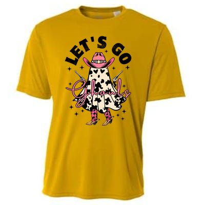 Lets Go Ghouls Halloween Spooky Cow Retro Ghost Gift Cooling Performance Crew T-Shirt