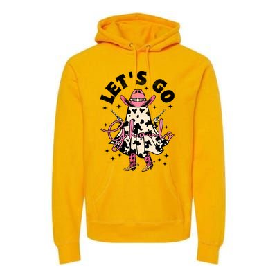 Lets Go Ghouls Halloween Spooky Cow Retro Ghost Gift Premium Hoodie