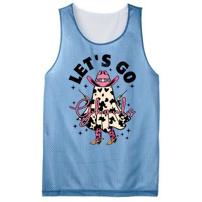 Lets Go Ghouls Halloween Spooky Cow Retro Ghost Gift Mesh Reversible Basketball Jersey Tank