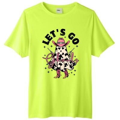 Lets Go Ghouls Halloween Spooky Cow Retro Ghost Gift Tall Fusion ChromaSoft Performance T-Shirt