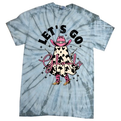 Lets Go Ghouls Halloween Spooky Cow Retro Ghost Gift Tie-Dye T-Shirt