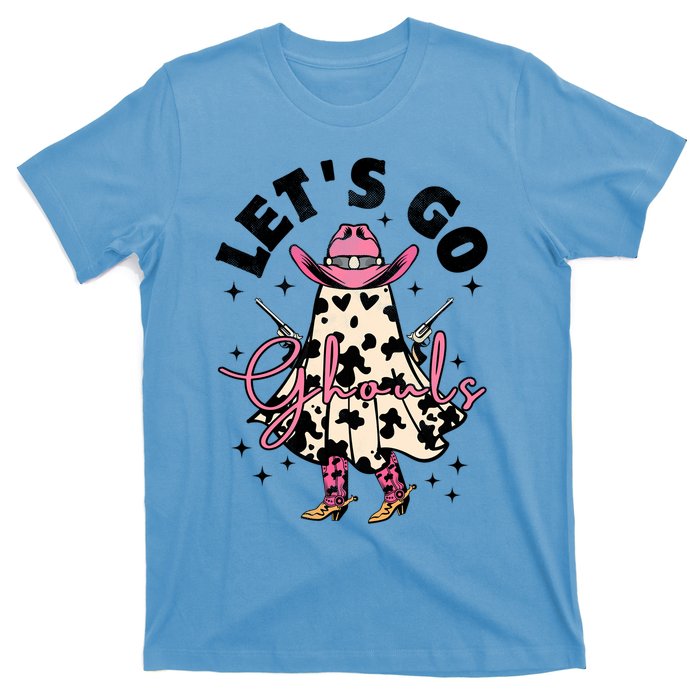 Lets Go Ghouls Halloween Spooky Cow Retro Ghost Gift T-Shirt