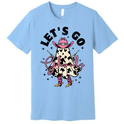 Lets Go Ghouls Halloween Spooky Cow Retro Ghost Gift Premium T-Shirt