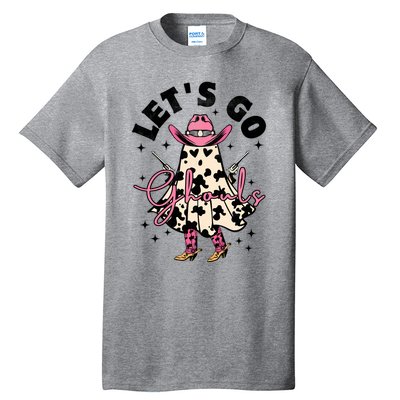 Lets Go Ghouls Halloween Spooky Cow Retro Ghost Gift Tall T-Shirt