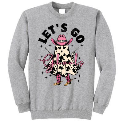 Lets Go Ghouls Halloween Spooky Cow Retro Ghost Gift Tall Sweatshirt