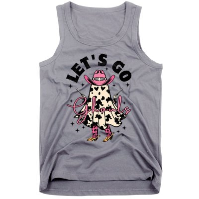 Lets Go Ghouls Halloween Spooky Cow Retro Ghost Gift Tank Top