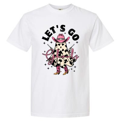 Lets Go Ghouls Halloween Spooky Cow Retro Ghost Gift Garment-Dyed Heavyweight T-Shirt