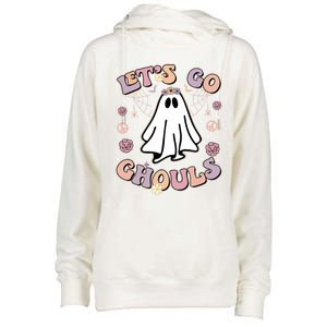 Let’S Go Ghouls Funny Ghost Cute Graphic Halloween Gift Womens Funnel Neck Pullover Hood