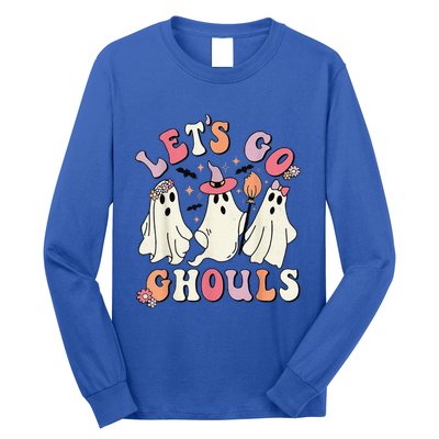 Lets Go Ghouls Halloween Ghost Outfit Costume Retro Groovy Long Sleeve Shirt