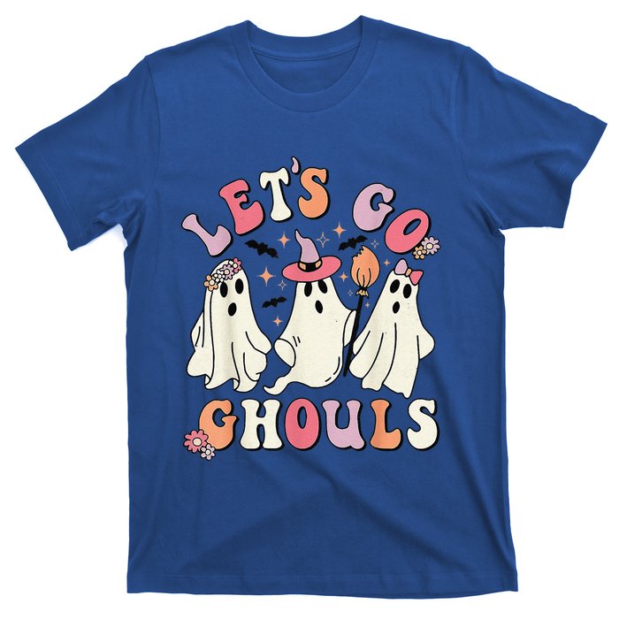 Lets Go Ghouls Halloween Ghost Outfit Costume Retro Groovy T-Shirt