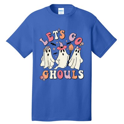 Lets Go Ghouls Halloween Ghost Outfit Costume Retro Groovy Tall T-Shirt