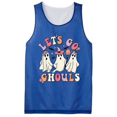 Lets Go Ghouls Halloween Ghost Outfit Costume Retro Groovy Mesh Reversible Basketball Jersey Tank