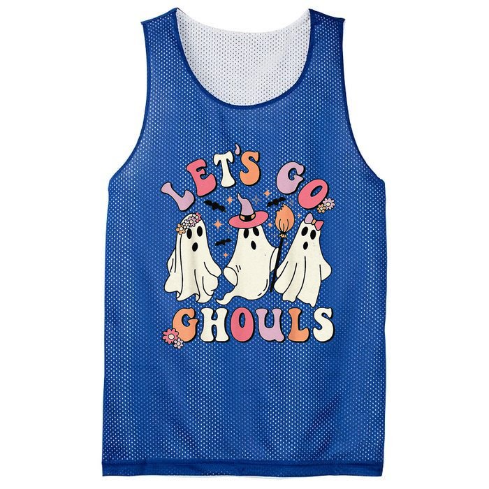 Lets Go Ghouls Halloween Ghost Outfit Costume Retro Groovy Mesh Reversible Basketball Jersey Tank