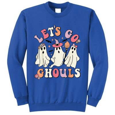 Lets Go Ghouls Halloween Ghost Outfit Costume Retro Groovy Tall Sweatshirt