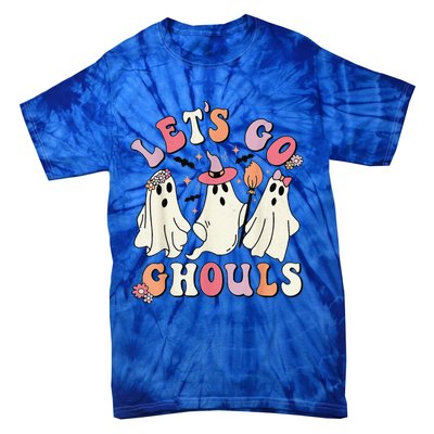 Lets Go Ghouls Halloween Ghost Outfit Costume Retro Groovy Tie-Dye T-Shirt