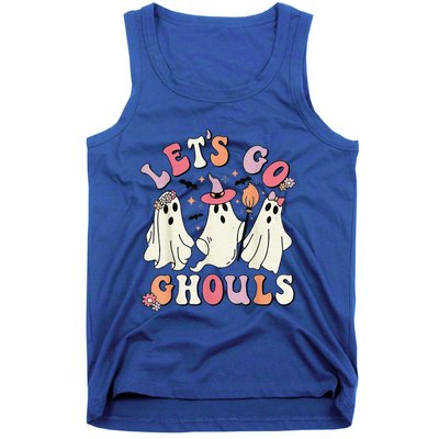 Lets Go Ghouls Halloween Ghost Outfit Costume Retro Groovy Tank Top