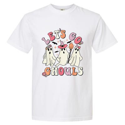 Lets Go Ghouls Halloween Ghost Outfit Costume Retro Groovy Garment-Dyed Heavyweight T-Shirt