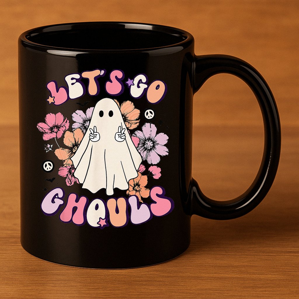 Lets Go Ghouls Retro Halloween Bachelorette Bridal Party 11oz C Handle Ceramic Mug