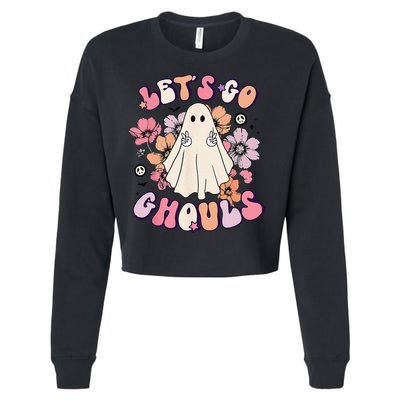 Lets Go Ghouls Retro Halloween Bachelorette Bridal Party Cropped Pullover Crew