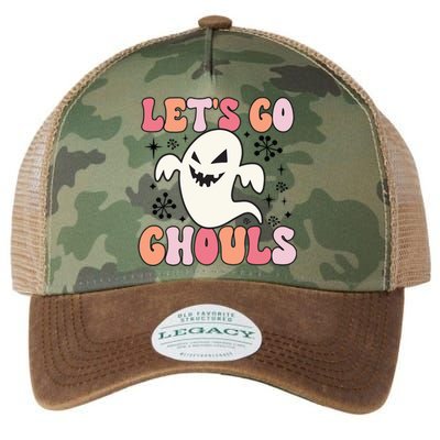 Lets Go Ghouls Retro Halloween Ghost Gift Legacy Tie Dye Trucker Hat