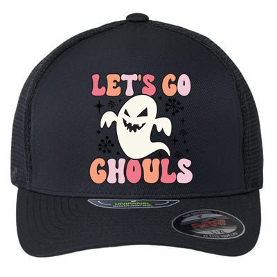 Lets Go Ghouls Retro Halloween Ghost Gift Flexfit Unipanel Trucker Cap