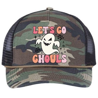 Lets Go Ghouls Retro Halloween Ghost Gift Retro Rope Trucker Hat Cap