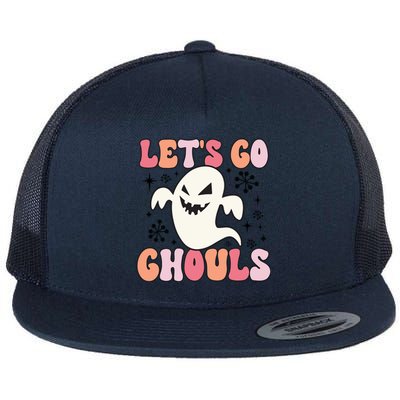 Lets Go Ghouls Retro Halloween Ghost Gift Flat Bill Trucker Hat