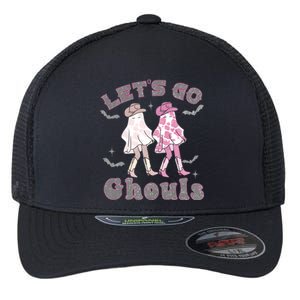 Lets Go Ghouls Witch Ghost Halloween Spooky Season Cow Gift Flexfit Unipanel Trucker Cap