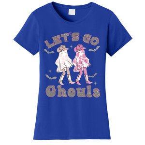 Lets Go Ghouls Witch Ghost Halloween Spooky Season Cow Gift Women's T-Shirt