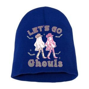 Lets Go Ghouls Witch Ghost Halloween Spooky Season Cow Gift Short Acrylic Beanie