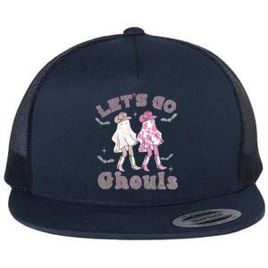 Lets Go Ghouls Witch Ghost Halloween Spooky Season Cow Gift Flat Bill Trucker Hat