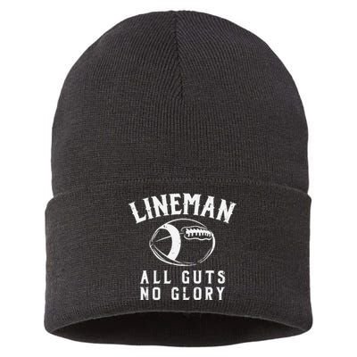 Lineman Guts Glory Funny American Football Gridiron Gift Sustainable Knit Beanie