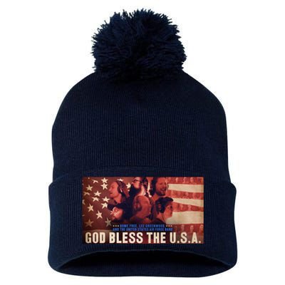 Lee Greenwood God Bless The USA Pom Pom 12in Knit Beanie