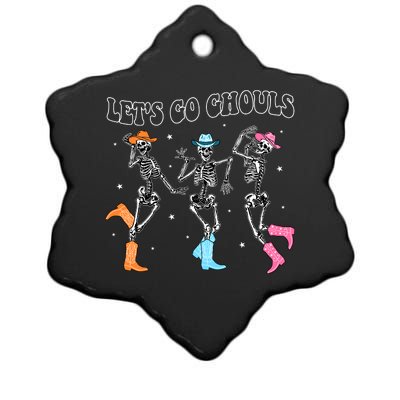 LetS Go Ghouls Dancing Skeleton Cowboy Western Halloween Ceramic Star Ornament