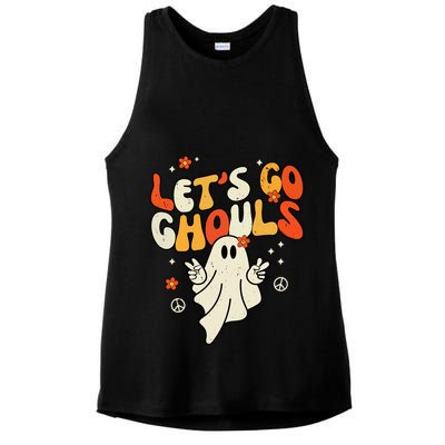 Lets Go Ghouls Ghost Retro Halloween Costume Ladies PosiCharge Tri-Blend Wicking Tank