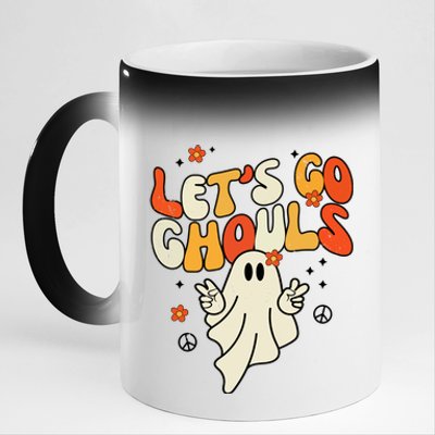 Lets Go Ghouls Ghost Retro Halloween Costume 11oz Black Color Changing Mug