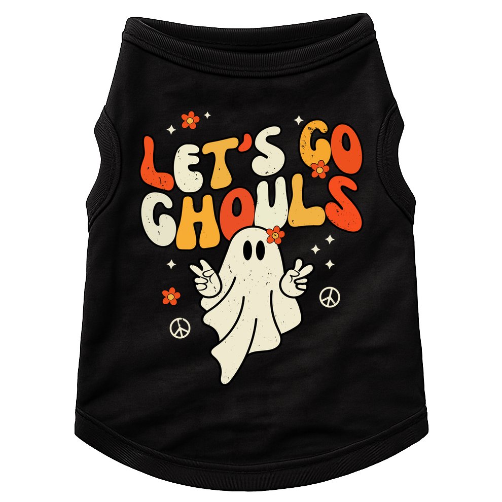Lets Go Ghouls Ghost Retro Halloween Costume Doggie Tank