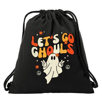Lets Go Ghouls Ghost Retro Halloween Costume Drawstring Bag
