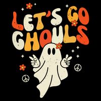 Lets Go Ghouls Ghost Retro Halloween Costume 16 in Basic Backpack