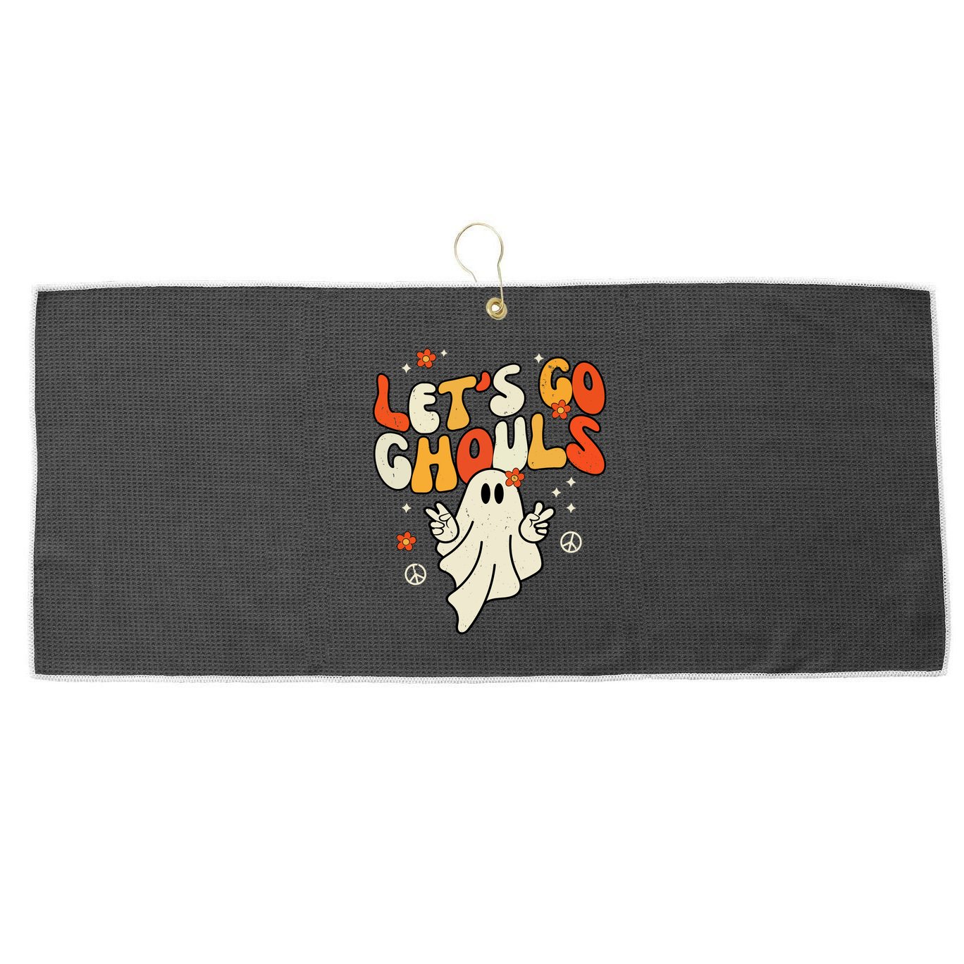 Lets Go Ghouls Ghost Retro Halloween Costume Large Microfiber Waffle Golf Towel