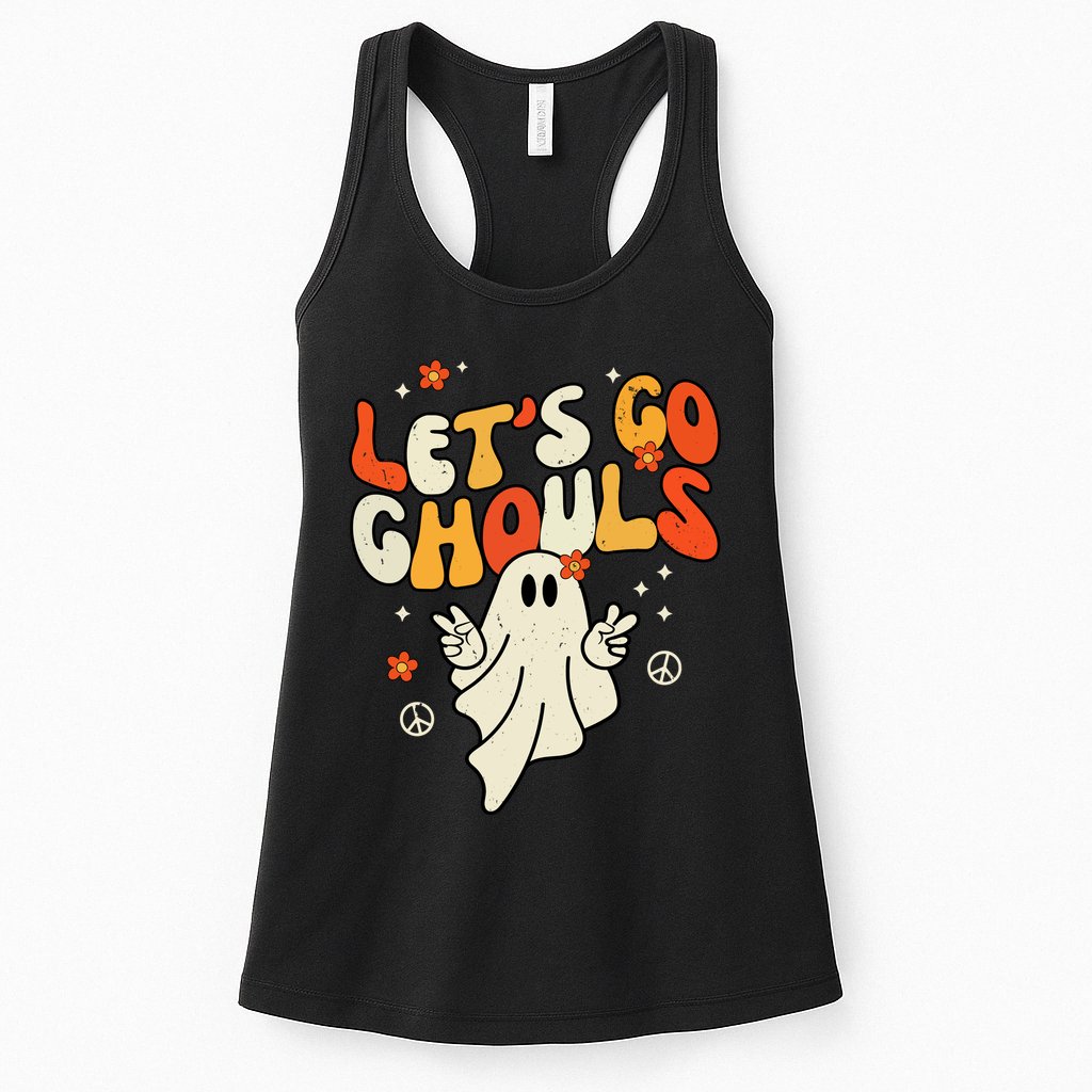 Lets Go Ghouls Ghost Retro Halloween Costume Womens Tank Top