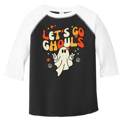 Lets Go Ghouls Ghost Retro Halloween Costume Toddler Fine Jersey T-Shirt