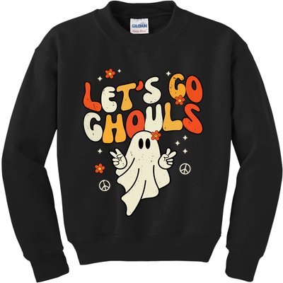 Lets Go Ghouls Ghost Retro Halloween Costume Kids Sweatshirt