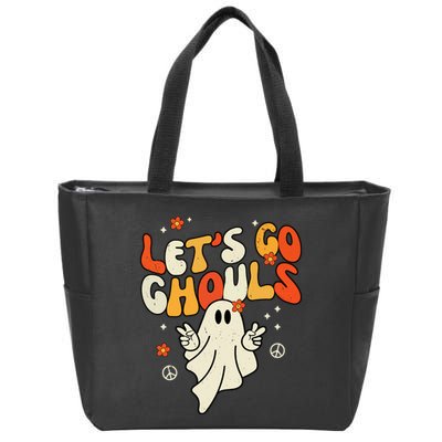 Lets Go Ghouls Ghost Retro Halloween Costume Zip Tote Bag