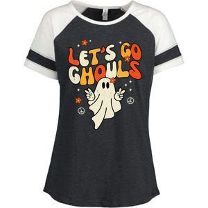 Lets Go Ghouls Ghost Retro Halloween Costume Enza Ladies Jersey Colorblock Tee